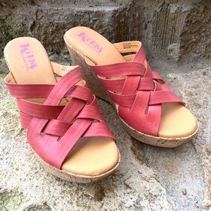 KORKS by Kirk-Ease pink leather wedge sandals